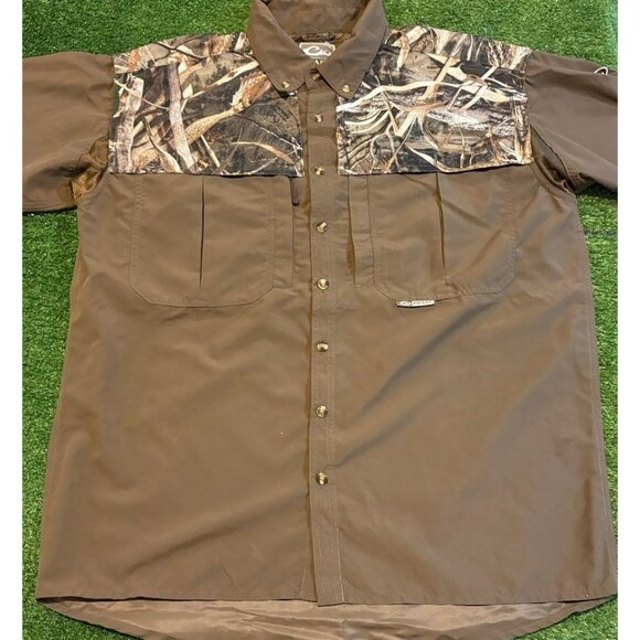 Drake Waterfowl Systems shirt mens large brown camo wingshooter vented hunt 44 - Picture 2 of 12